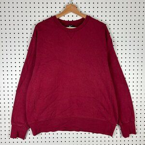 Nike Y2K Crewneck Sweatshirt Large Red Burgundy Sleeve Swoosh Essential COMFY
